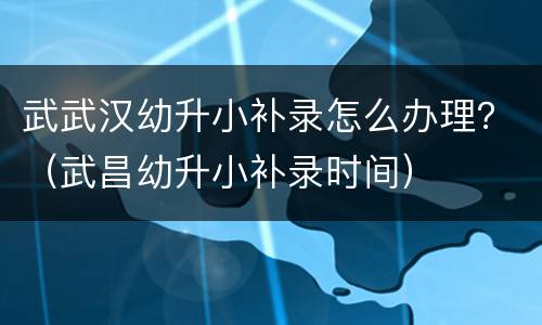武武汉幼升小补录怎么办理？（武昌幼升小补录时间）