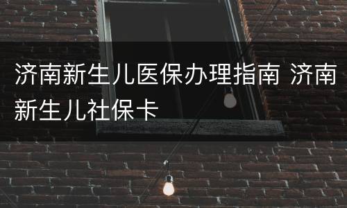 济南新生儿医保办理指南 济南新生儿社保卡