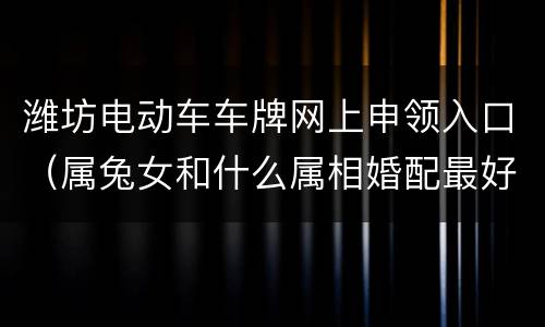 潍坊电动车车牌网上申领入口（属兔女和什么属相婚配最好）