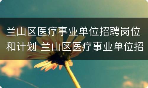兰山区医疗事业单位招聘岗位和计划 兰山区医疗事业单位招聘岗位和计划公告