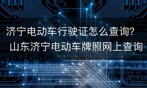济宁电动车行驶证怎么查询？ 山东济宁电动车牌照网上查询