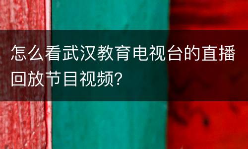 怎么看武汉教育电视台的直播回放节目视频？