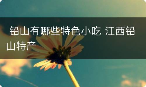  铅山有哪些特色小吃 江西铅山特产