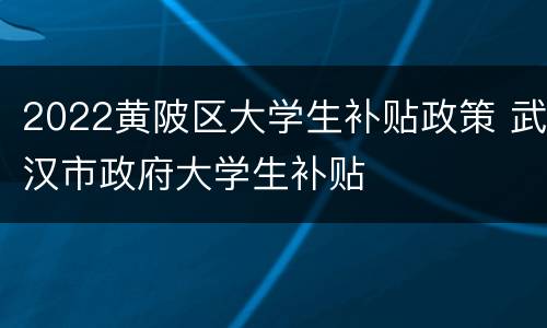 2022黄陂区大学生补贴政策 武汉市政府大学生补贴