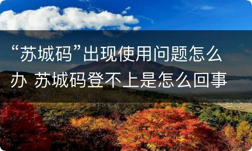 “苏城码”出现使用问题怎么办 苏城码登不上是怎么回事