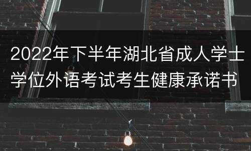 2022年下半年湖北省成人学士学位外语考试考生健康承诺书下载