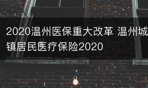 2020温州医保重大改革 温州城镇居民医疗保险2020