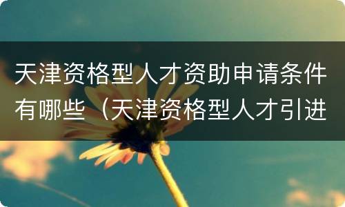 天津资格型人才资助申请条件有哪些（天津资格型人才引进）