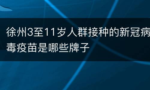 徐州3至11岁人群接种的新冠病毒疫苗是哪些牌子