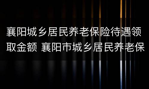 襄阳城乡居民养老保险待遇领取金额 襄阳市城乡居民养老保险