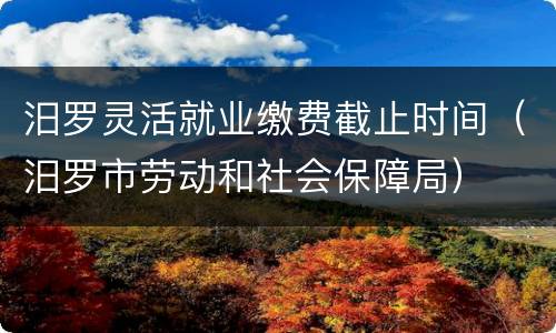汨罗灵活就业缴费截止时间（汨罗市劳动和社会保障局）