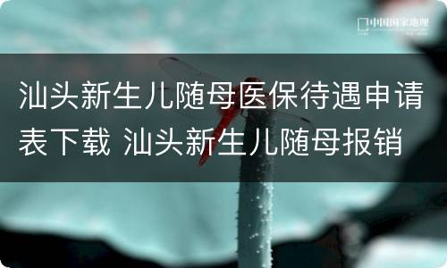 汕头新生儿随母医保待遇申请表下载 汕头新生儿随母报销