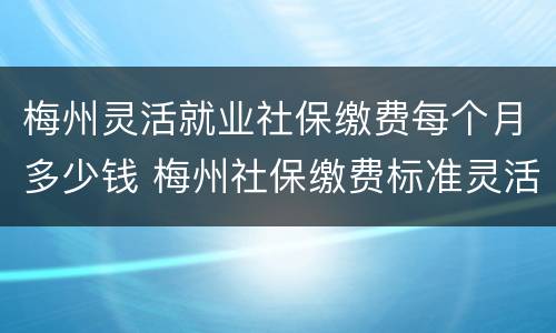 梅州灵活就业社保缴费每个月多少钱 梅州社保缴费标准灵活就业