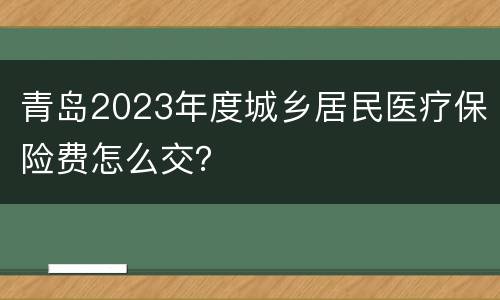 青岛2023年度城乡居民医疗保险费怎么交？