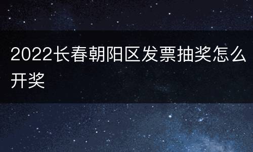 2022长春朝阳区发票抽奖怎么开奖
