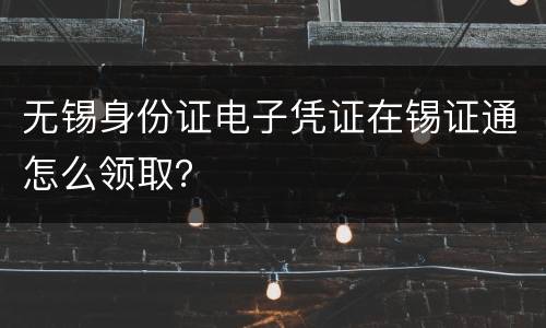 无锡身份证电子凭证在锡证通怎么领取？
