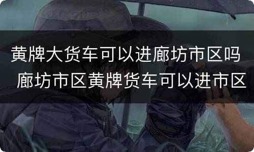 黄牌大货车可以进廊坊市区吗 廊坊市区黄牌货车可以进市区吗?