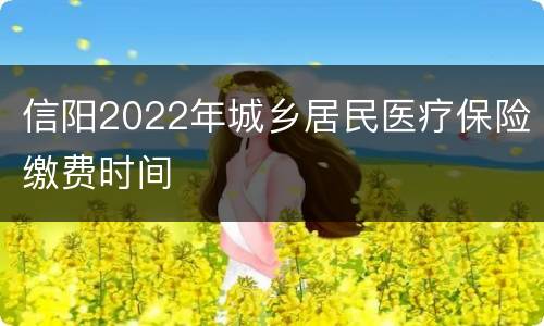 信阳2022年城乡居民医疗保险缴费时间