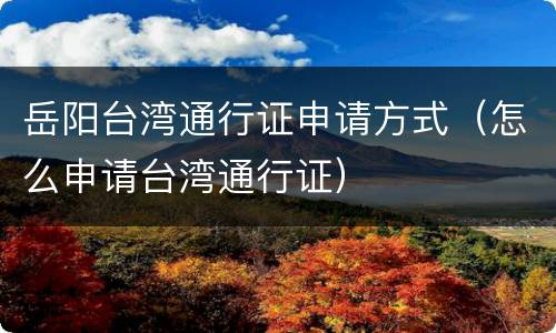 岳阳台湾通行证申请方式（怎么申请台湾通行证）