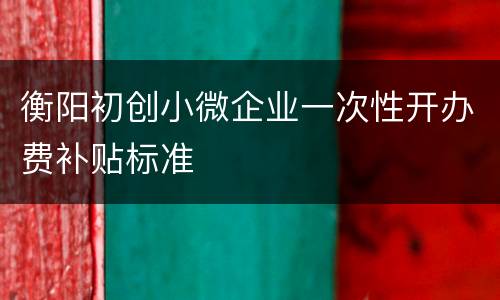 衡阳初创小微企业一次性开办费补贴标准