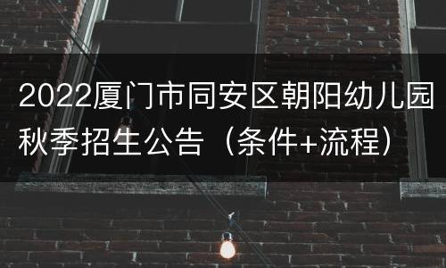 2022厦门市同安区朝阳幼儿园秋季招生公告（条件+流程）