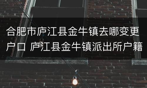 合肥市庐江县金牛镇去哪变更户口 庐江县金牛镇派出所户籍科电话