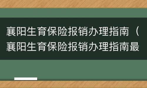 襄阳生育保险报销办理指南（襄阳生育保险报销办理指南最新）