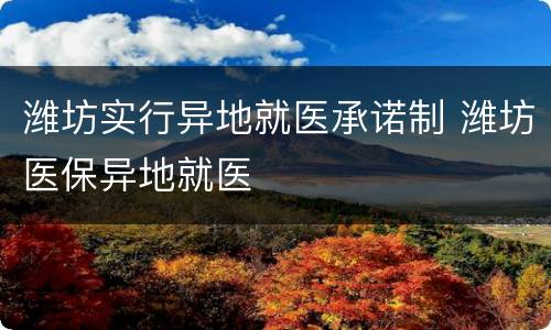 潍坊实行异地就医承诺制 潍坊医保异地就医