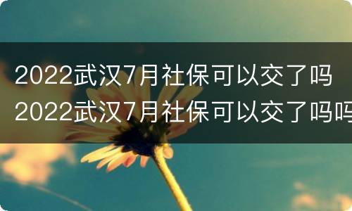 2022武汉7月社保可以交了吗 2022武汉7月社保可以交了吗吗