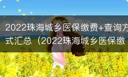 2022珠海城乡医保缴费+查询方式汇总（2022珠海城乡医保缴费 查询方式汇总表）