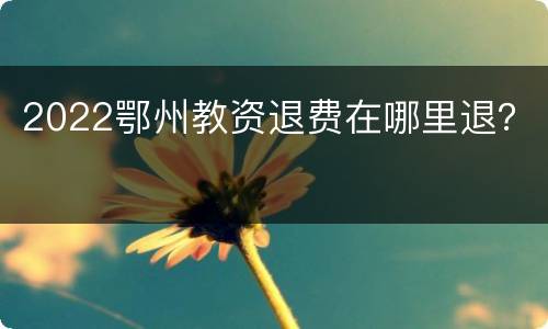 2022鄂州教资退费在哪里退？