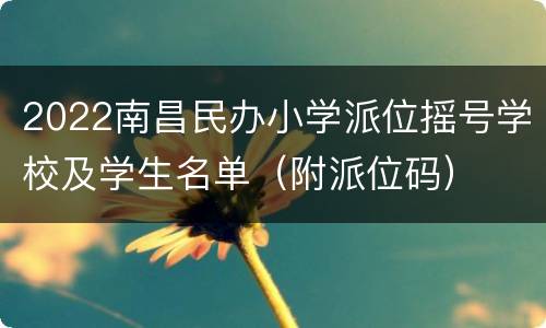 2022南昌民办小学派位摇号学校及学生名单（附派位码）