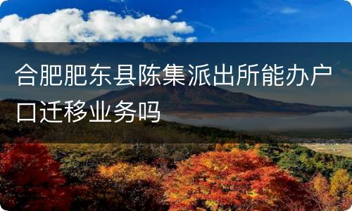 合肥肥东县陈集派出所能办户口迁移业务吗