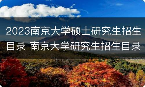 2023南京大学硕士研究生招生目录 南京大学研究生招生目录2021
