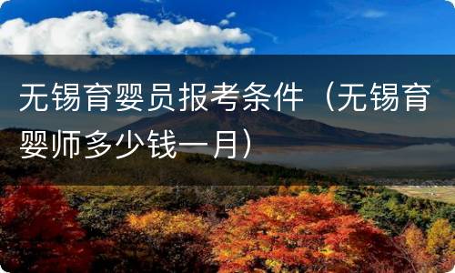 无锡育婴员报考条件（无锡育婴师多少钱一月）