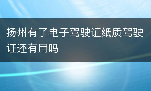 扬州有了电子驾驶证纸质驾驶证还有用吗