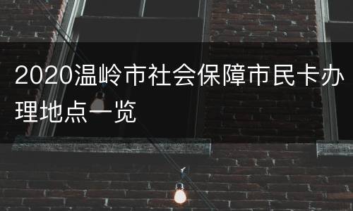 2020温岭市社会保障市民卡办理地点一览