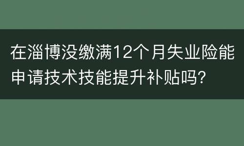 在淄博没缴满12个月失业险能申请技术技能提升补贴吗？