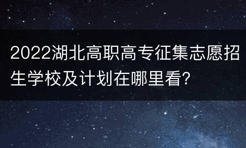 2022湖北高职高专征集志愿招生学校及计划在哪里看？