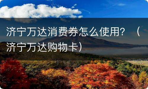 济宁万达消费券怎么使用？（济宁万达购物卡）