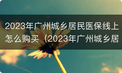 2023年广州城乡居民医保线上怎么购买（2023年广州城乡居民医保线上怎么购买呢）