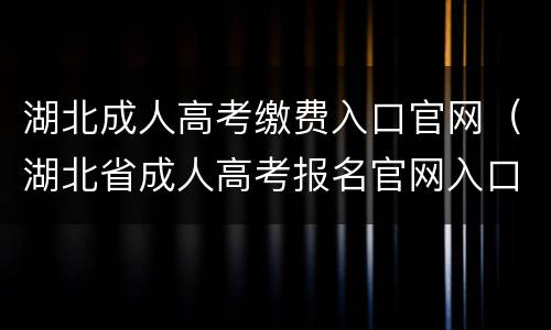 湖北成人高考缴费入口官网（湖北省成人高考报名官网入口）