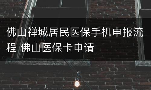 佛山禅城居民医保手机申报流程 佛山医保卡申请