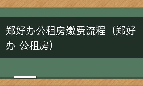 郑好办公租房缴费流程（郑好办 公租房）