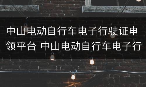 中山电动自行车电子行驶证申领平台 中山电动自行车电子行驶证申领平台官网