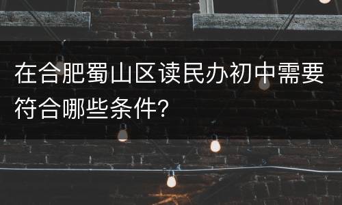 在合肥蜀山区读民办初中需要符合哪些条件？