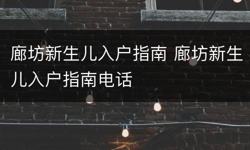 廊坊新生儿入户指南 廊坊新生儿入户指南电话