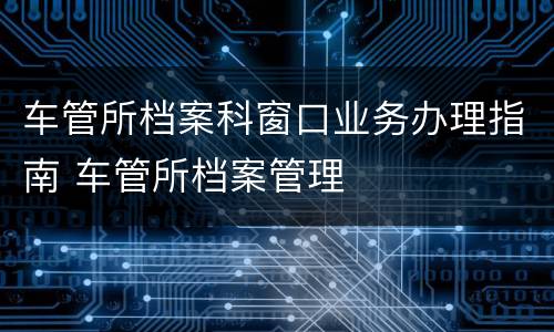 车管所档案科窗口业务办理指南 车管所档案管理