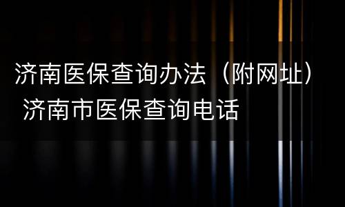 济南医保查询办法（附网址） 济南市医保查询电话
