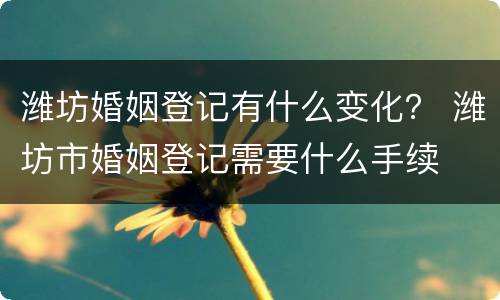 潍坊婚姻登记有什么变化？ 潍坊市婚姻登记需要什么手续